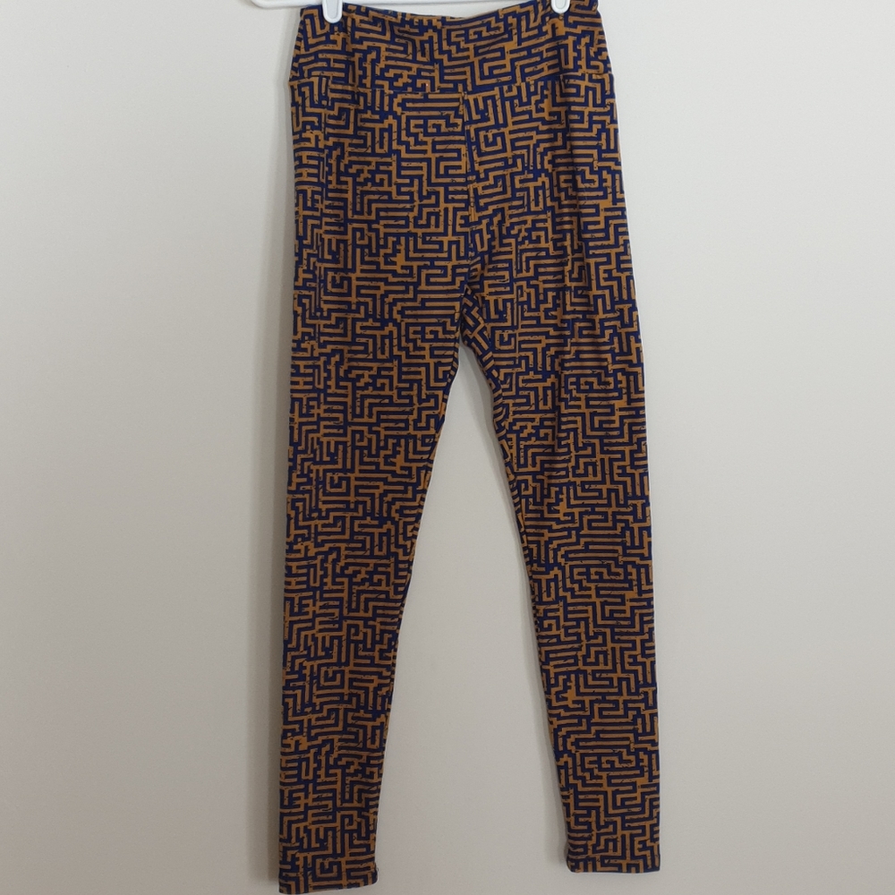 LuLaRoe OS Navy and Orange Leggings